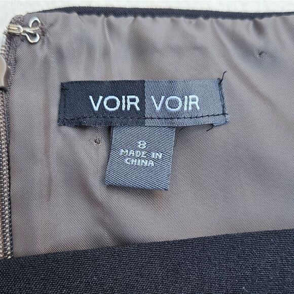 Voir Voir Taupe and Black Cap Sleeve Sheath Dress - Picture 5 of 12